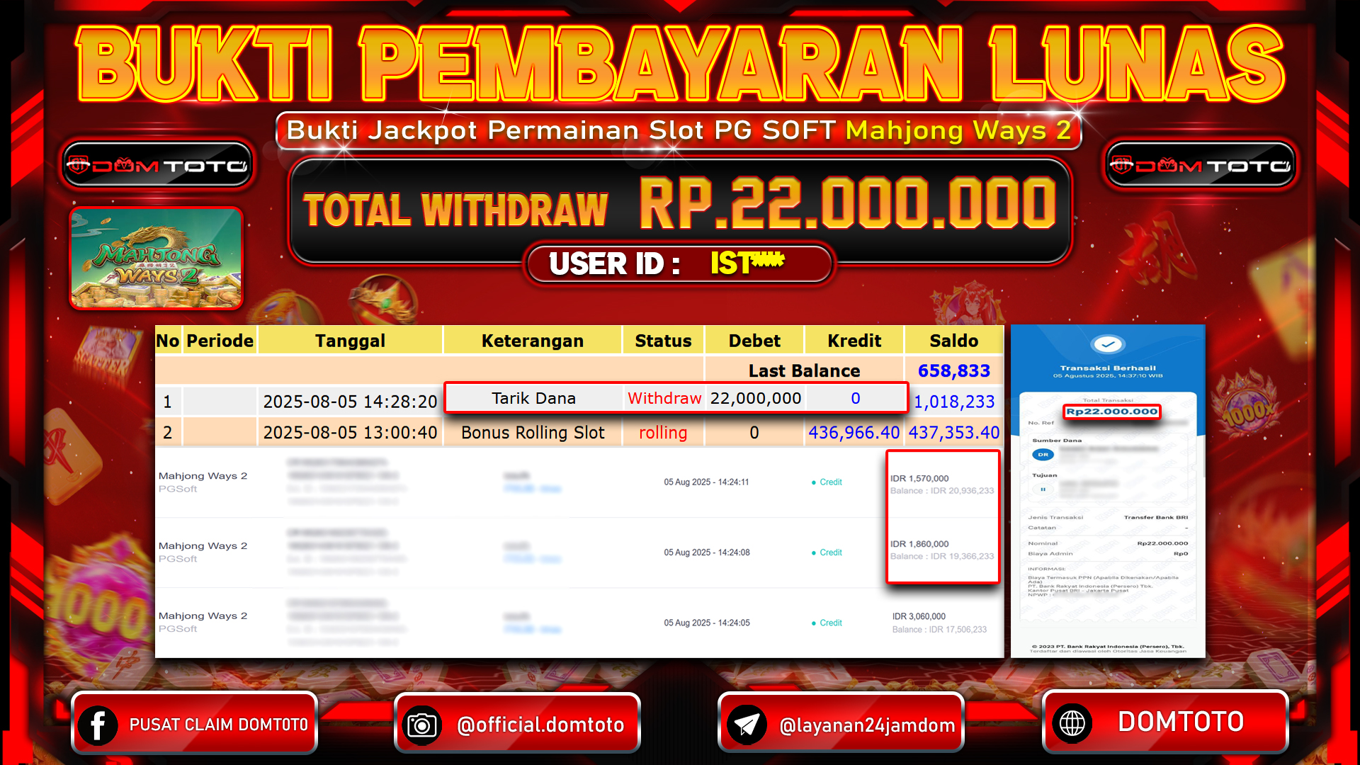 JACKPOT SLOT MAHJONG WAYS 2 05 AGUSTUS  2025